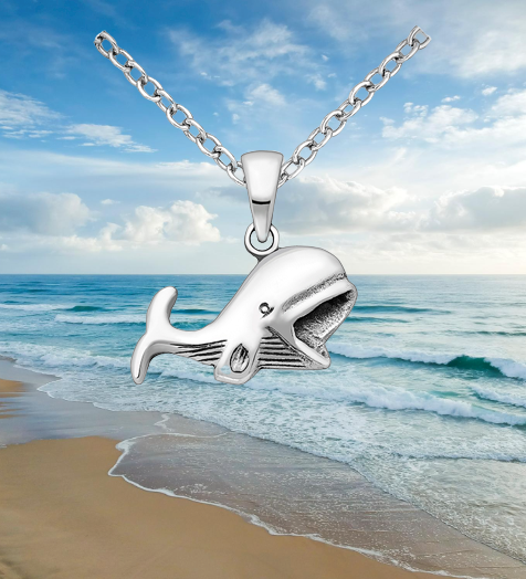 Sea Life Baby Whale Necklace,Sterling Silver