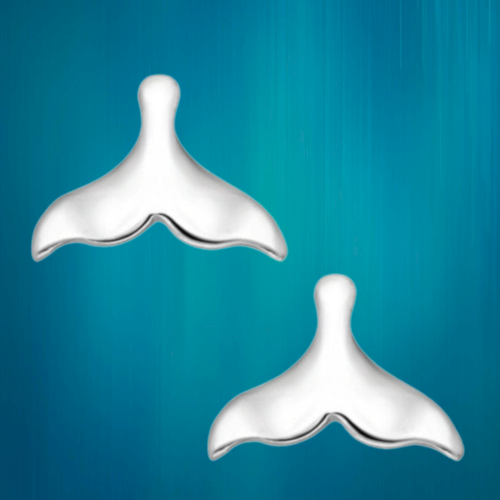 Whale Tail Sterling Silver push-back Earrings