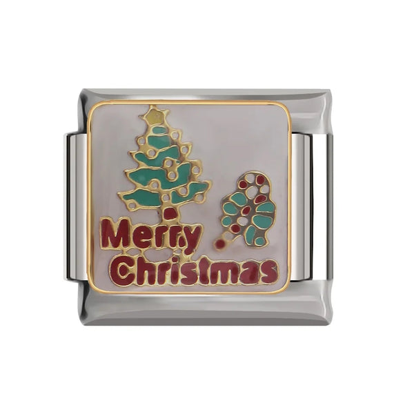 Merry Christmas 9mm Charm,Stainless Steel