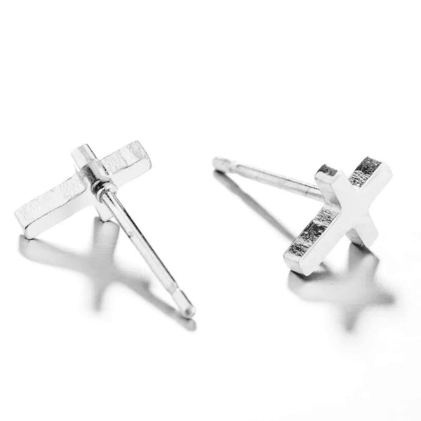 Stainless Steel Cross Stud Earrings