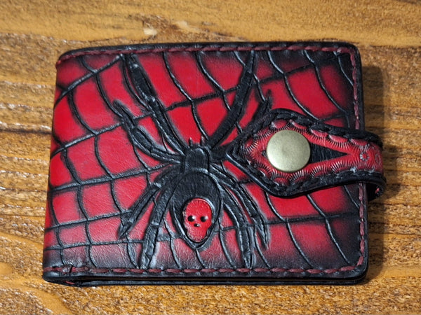 Genuine Leather Black Widow Spider Custom  Handmade Wallet