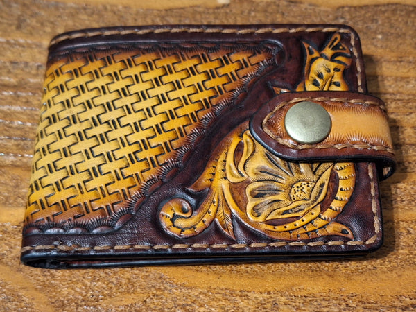 Genuine Leather Floral Custom  Handmade Wallet
