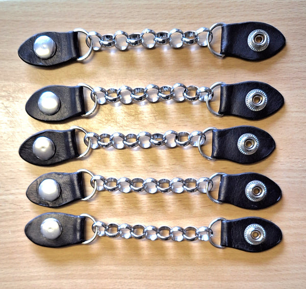 Genuine Leather Handcrafted Vest Extenders Stainless Steel Chains