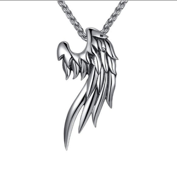 Stainless Steel Protecting Angel  Wing Necklace