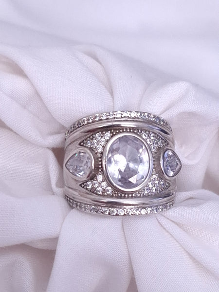 Sterling Silver Statement Ring with CZ