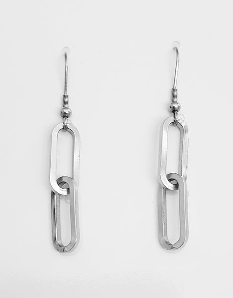 Stainless Steel Paper Clip Hanging Earrings