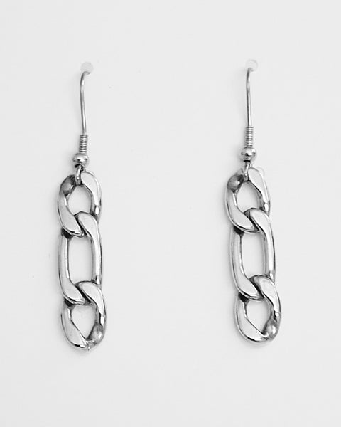 Stainless Steel 5mm Figaro Chain Hanging Earrings