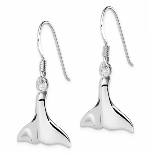 Sterling Silver Whale Tail Hanging Earrings