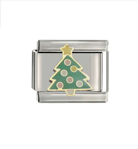 Christmas Tree 9mm Charm,Stainless Steel