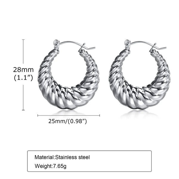 Stainless Steel Croissant Hoop Earrings
