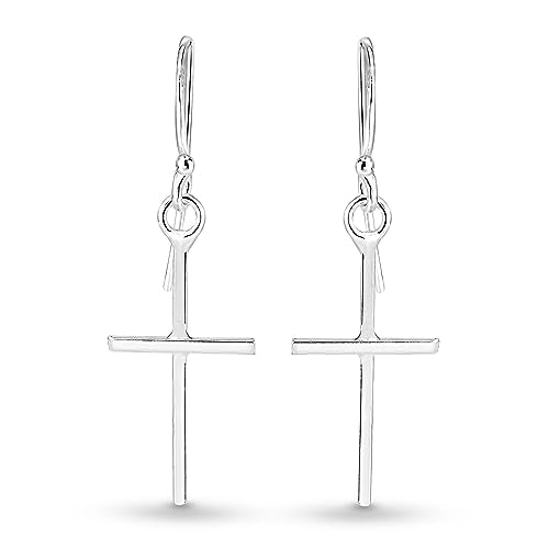 Sterling Silver Cross Hanging  Earrings