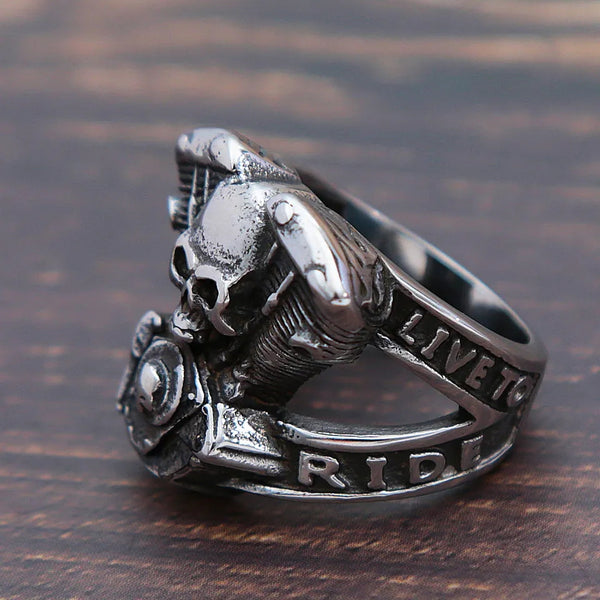 Stainless Steel Live to Ride V Twin Ring