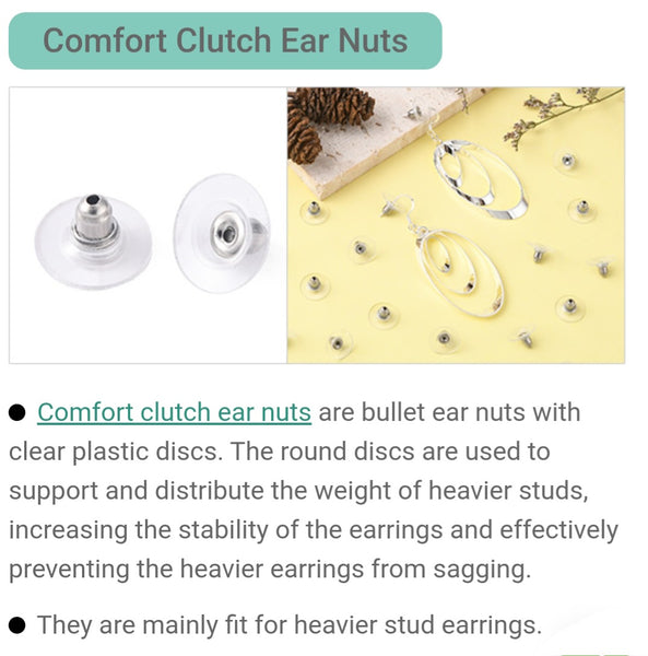 Comfort Clutch Earnuts Circled with Large Plastic Earring Backs
