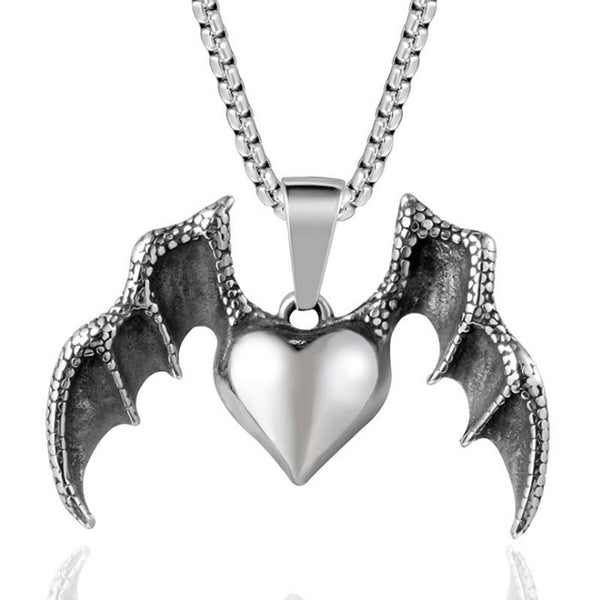 Stainless Steel Bat Wings Pendant Necklace