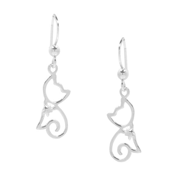 Sterling Silver Cat Hanging Earrings