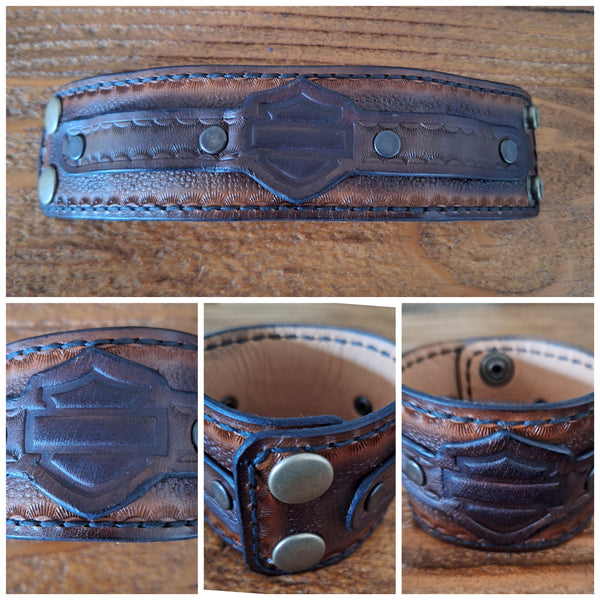 Genuine Leather Handmade Motorcycle Cuff Bracelet