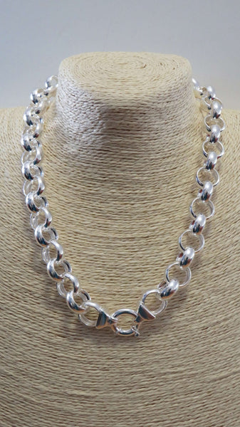 Sterling Silver Belcher (Roly Poly) Necklace With Senoretti Clasp