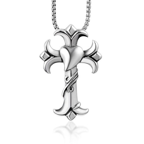 Stainless Steel Cross with Heart Pendant Necklace