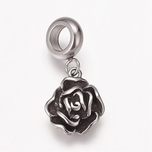 Stainless Steel Rose Charm