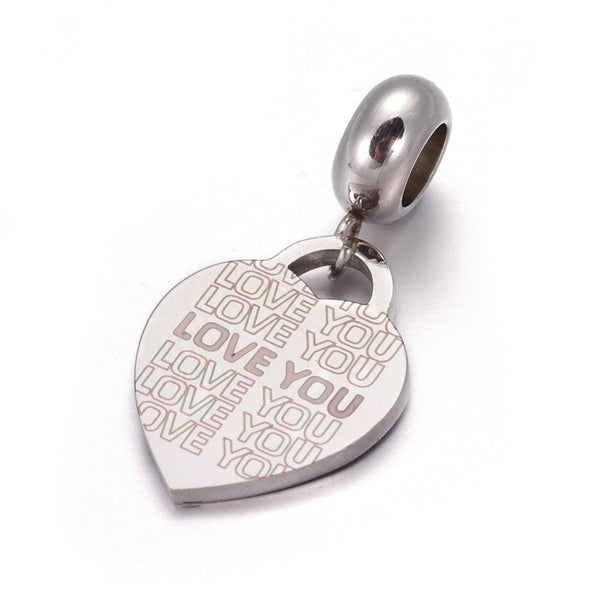 Stainless Steel Love You Charm