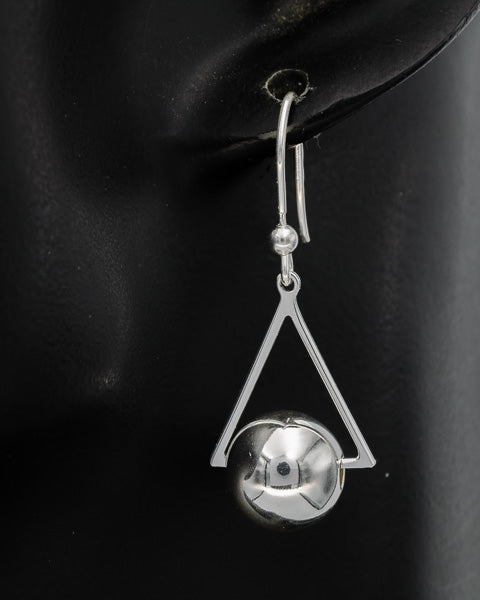 925 Sterling Silver Triangle with Ball Earrings