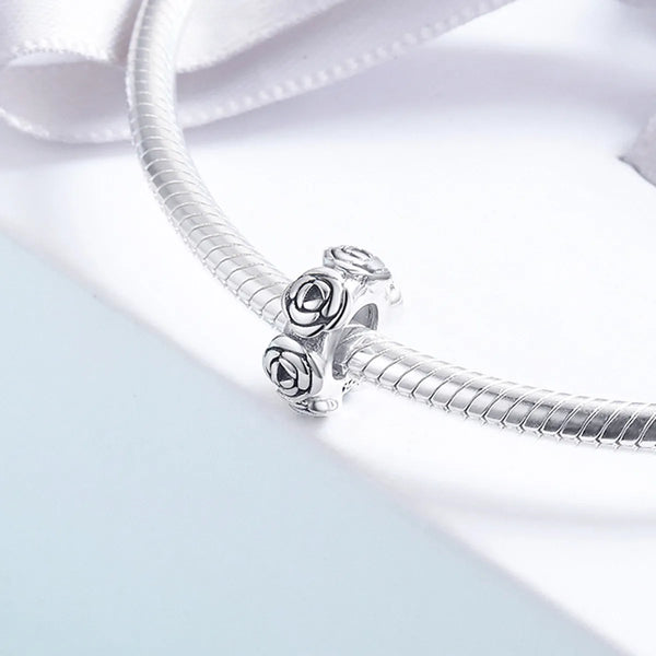 Sterling Silver Pandora Style Roses Spacer Charm