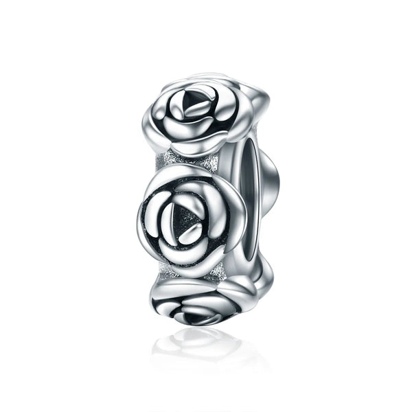 Sterling Silver Pandora Style Roses Spacer Charm