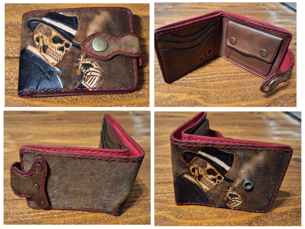 Genuine Leather Skull Custom  Handmade Wallet