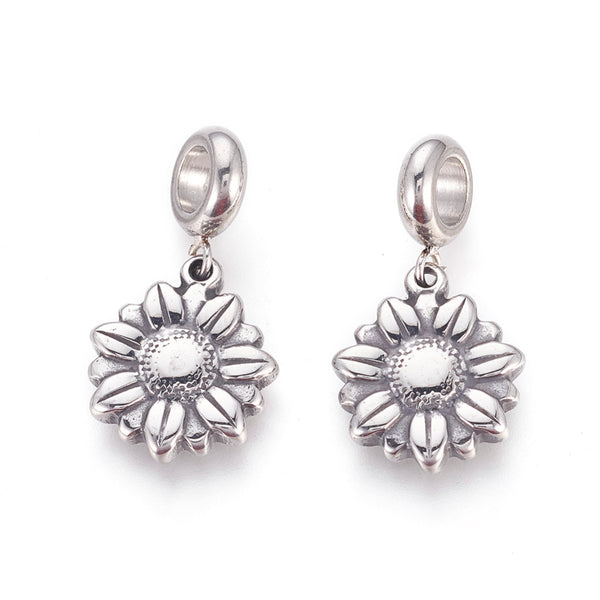 Stainless Steel Daisy Flower Charm