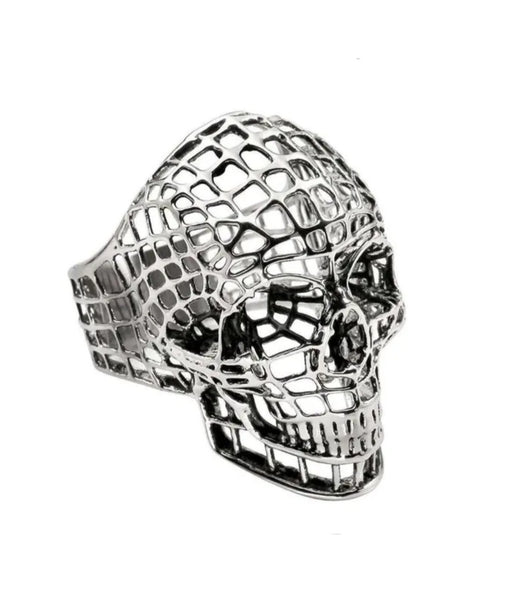 Stainless Steel Mesh Skull Ring