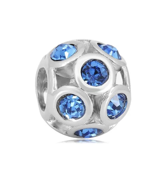 Stainless Steel Blue CZ Heart Charm