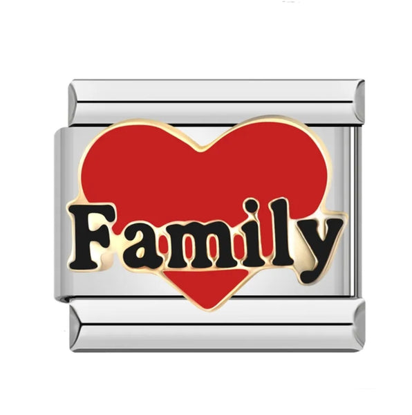 Family Love Italian Charm Link,Stainless Steel