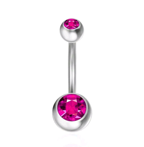 Stainless Steel Double Jewel Belly Ring