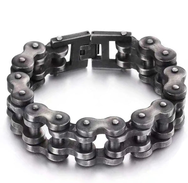 20mm Gunmetal Grey  Motorcycle Chain Bracelet