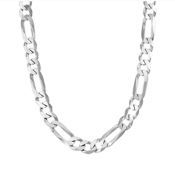 Sterling Silver 10mm Figaro  Chain
