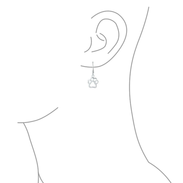 Sterling Silver Paw Hanging Earrings