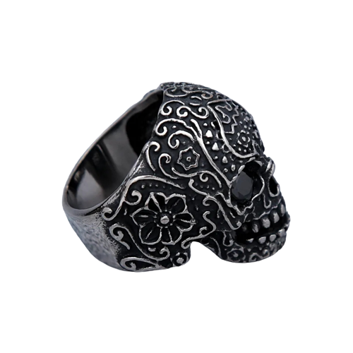 Sugar Skull Ring, Stainless Steel