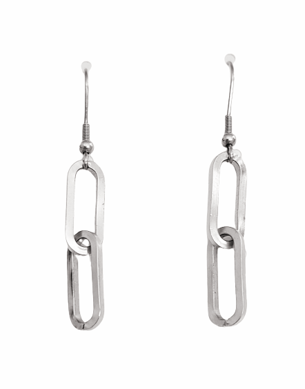 Stainless Steel Paper Clip Hanging Earrings