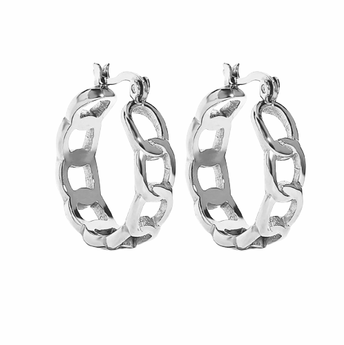 Stainless Steel Chain Hoop Earrings