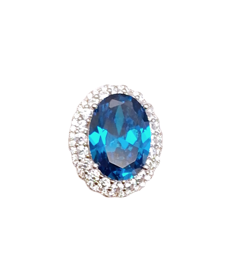 Sterling Silver Stylish Blue Oval Ring