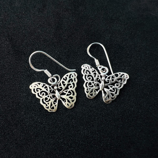 Sterling Silver Butterfly Hanging Earrings