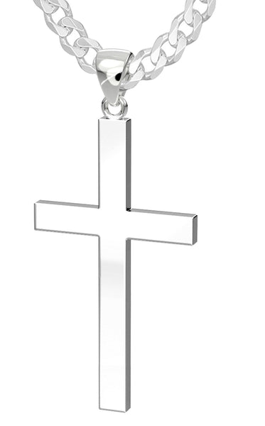 Sterling Silver Large Cross Pendant/Necklace