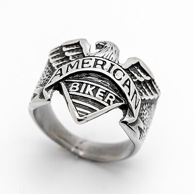 American Biker Old School Motorcycle Biker Ring Stainless Steel