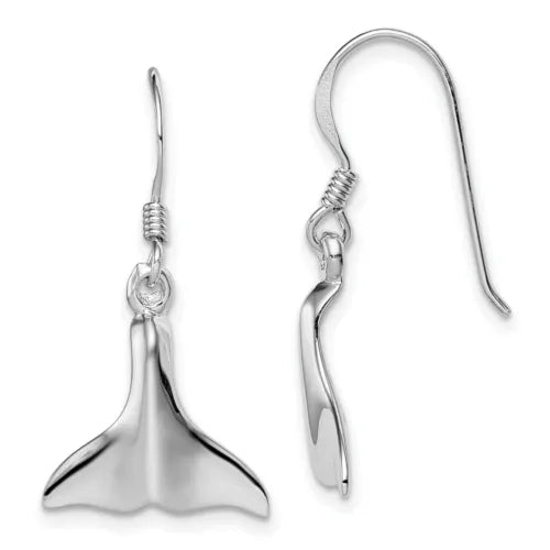 Sterling Silver Whale Tail Hanging Earrings