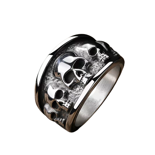 Stainless Steel 3 Skull  Ring