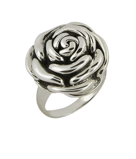 Stainless Steel Ladies Rose Ring