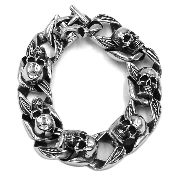 Stainless Steel Gothic Biker Skull Bracelet