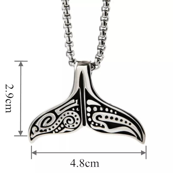 Stainless Steel Tribal Whale Tail Necklace