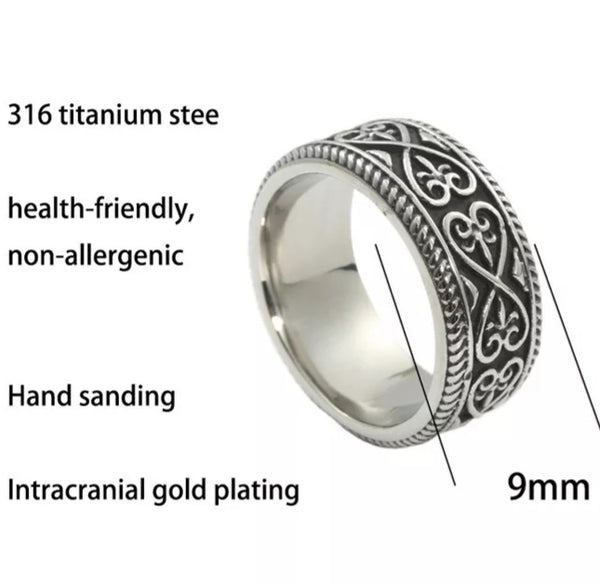 Stainless Steel Infinity Fleur de Lis Ring