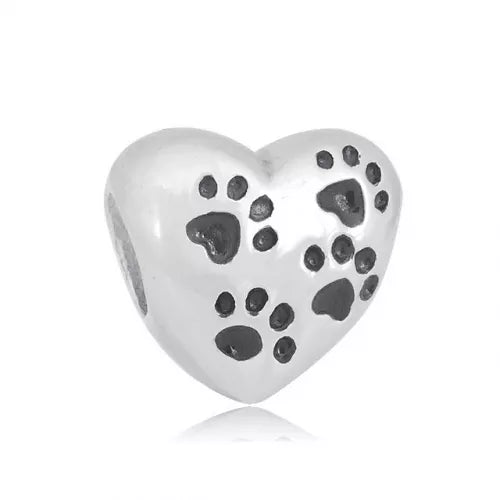 Stainless Steel Heart Paw Charm